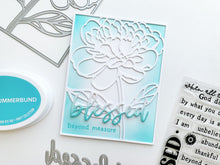 गैलरी व्यूवर में इमेज लोड करें, Catherine Pooler - Cover Plate Die - Peony in Bloom. This delicate Peony Cover Plate will be beautiful inlaid or layered over blended soft colors. It will also create a gorgeous background to your card layered white on white and a popped up sentiment.  Illustrated by Julie Mogford  The Peony in Bloom Cover Plate Die measures 4 1/4 x 5 1/2" and will cover an A2 size card.  Tip - Cut it out of heavy weight cardstock or acetate and create your own stencil.  Catherine Pooler Dies are made of stainless steel and
