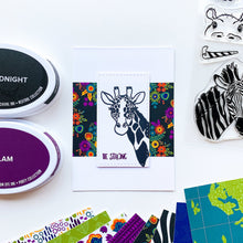 Cargar imagen en el visor de la galería, Catherine Pooler - Die Set - Take a Peek. The Take a Peek Dies coordinate with the Take a Peek Stamp set to create endless possibilities. Use the dies to cut out the giraffe, cheetah, hippo or zebra along with their extras for lots of fun and creativity. Available at Embellish Away located in Bowmanville Ontario Canada. Card example by brand ambassador.
