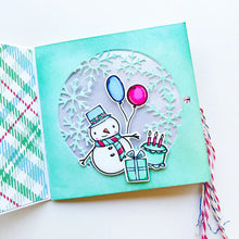 Charger l'image dans la galerie, Catherine Pooler - Stamp and Die Set - Snow-rific Party. This stamp and die set is has all the things needed for a winter time party! Each snowman is dressed up for fun and ready to adorn your cards and projects with gifts, cake, balloons and even a sled Available at Embellish Away located in Bowmanville Ontario Canada Card design by brand ambassador.
