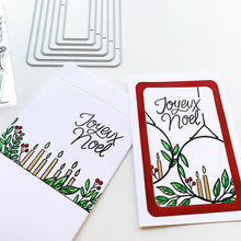 Cargar imagen en el visor de la galería, Catherine Pooler - Dies - Notecard Envelope. Create your own adorable notecard sized envelope with our Notecard Envelope Die. This pair of dies will work with our 6x6" paper to create two cut and scored pieces that you can easily adhere together to create custom envelopes. The envelope is measures at 3 3/4" x 5 1/2" and is a perfect fit for a 3.5" x 5" CP Notecard or 4 Bar sized card base. Available at Embellish Away located in Bowmanville Ontario Canada. Christmas Notecard example by Catherine Pooler.

