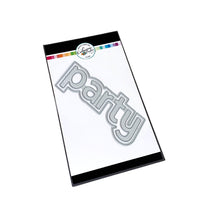 Cargar imagen en el visor de la galería, Catherine Pooler - Dies - Party Word. Time to Party with the Party Word Die!  This fun layered word die includes a background frame die and letter dies spelling out PARTY!  Create a fun background layer with ink colors or patterned paper and pop your letters over top to create an eye-catching sentiment. Available at Embellish Away located in Bowmanville Ontario Canada.
