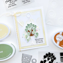 Load image into Gallery viewer, Catherine Pooler - Dies - Wicker &amp; Weave. The trend is hanging on...macrame and rattan are back! And what better way to showcase the plants in our Green Thumb Stamp Set than with this set of fun plant stand dies. Available at Embellish Away located in Bowmanville Ontario Canada. Card example by brand ambassador.
