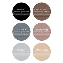 Charger l'image dans la galerie, Catherine Pooler - Neutrals Ink Collection - Refills/Reinkers. The essential neutral ink colors that every crafter needs! Super deep, rich Black, Grey and Browns - the perfect shade of each. Midnight is the quintessential black and is an archival dye ink. Available at Embellish Away located Bowmanville Ontario Canada.
