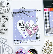 Cargar imagen en el visor de la galería, Catherine Pooler - Sentiments Stamp Set - Forever Yours.  When making cards for Valentine's Day, you need a just right sentiment for everyone you love. Enter the Forever Yours Sentiments Stamp Set. Available at Embellish Away located in Bowmanville Ontario Canada. Example by brand ambassador.
