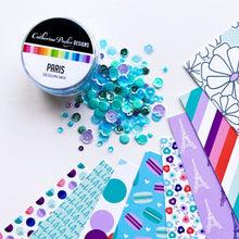 Load image into Gallery viewer, Catherine Pooler - Sequin Mix - Paris. Sitting in a sidewalk cafe alongside the Seine in the spring...sipping coffee and nibbling on sweet macarons.  This is the Parisian dream!  The Paris Sequin Mix is a jar of confection in shades that coordinate with Minted, Oh Boy! and Sixteen Candles Inks. Available at Embellish Away located in Bowmanville Ontario Canada.
