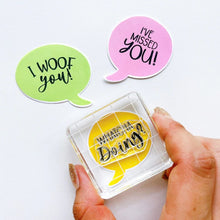 Load image into Gallery viewer, Catherine Pooler - Stamp Set  - Look Who's Talking. If your furry friends could talk...what might they say?   The cute pet pun messages fit inside in the speech bubbles of the Look Who's Talking Dies! Available at Embellish Away located in Bowmanville Ontario Canada.
