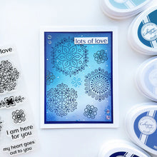 Cargar imagen en el visor de la galería, Catherine Pooler - Stamp Set - Ornamental Thoughts. The line art medallions and sentiments in the Ornamental Thoughts Stamp Stamp Set pair perfectly with the Peace in Flight Stamp Set featuring ornately decorated dove and swan stamps to grace your cards. Available at Embellish Away located in Bowmanville Ontario Canada. Card example by brand ambassador.
