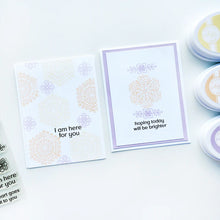 Cargar imagen en el visor de la galería, Catherine Pooler - Stamp Set - Ornamental Thoughts. The line art medallions and sentiments in the Ornamental Thoughts Stamp Stamp Set pair perfectly with the Peace in Flight Stamp Set featuring ornately decorated dove and swan stamps to grace your cards. Available at Embellish Away located in Bowmanville Ontario Canada. Card example by brand ambassador.
