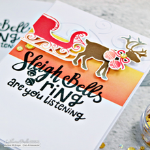Cargar imagen en el visor de la galería, Catherine Pooler - Stamp Set - Sleigh Ride. What could be better then a ride through the snow? With the Sleigh Ride Stamp Set you can ride through the snow in the back of reindeer drawn sleigh and pull your tree from the forest on the back of your pickup truck. Don't forget you thermos of hot cocoa while out in the snow enjoying your day! Available at Embellish Away located in Bowmanville Ontario Canada. Card made by Ashlee McGregor.
