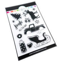 Cargar imagen en el visor de la galería, Catherine Pooler - Stamp Set - Sleigh Ride. What could be better then a ride through the snow? With the Sleigh Ride Stamp Set you can ride through the snow in the back of reindeer drawn sleigh and pull your tree from the forest on the back of your pickup truck. Don't forget you thermos of hot cocoa while out in the snow enjoying your day! Available at Embellish Away located in Bowmanville Ontario Canada.
