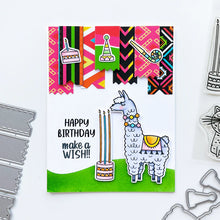गैलरी व्यूवर में इमेज लोड करें, Catherine Pooler - Stamp &amp; Die Set - Birthday Fiesta. Feliz Cumpleaños! It's a Birthday Fiesta and the llama and Jaguar are ready to party! These Peruvian friends can blow out the candles and chop down on some cake. Available at Embellish Away located in Bowmanville Ontario Canada. Example by brand ambassador.
