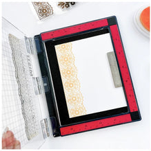 Load image into Gallery viewer, Catherine Pooler - Stamp &amp; Die Set - Love &amp; Lace. Add a little lace to your card with the Love &amp; Lace Stamp &amp; Die Set. This intricate border stamp will add a lovely lace accent to your card or project. Available at Embellish Away located in Bowmanville Ontario Canada.
