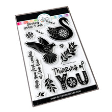Load image into Gallery viewer, Catherine Pooler - Stamp &amp; Die Set - Peace In Flight. The Peace in Flight Stamp Set features ornately decorated dove and swan stamps to grace your cards. Available at Embellish Away located in Bowmanville Ontario Canada.
