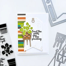 Load image into Gallery viewer, Catherine Pooler - Stamp &amp; Dies Set - Green Thumb. Create your card happy place with this Stamp Set and dies. House plants and pots are super fun to mix and match. Grab an array of shades of green and have fun experimenting with stamping. Available at Embellish Away located in Bowmanville Ontario Canada. Card example by brand ambassador.

