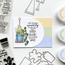 Load image into Gallery viewer, Catherine Pooler - Stamp &amp; Dies Set - Green Thumb. Create your card happy place with this Stamp Set and dies. House plants and pots are super fun to mix and match. Grab an array of shades of green and have fun experimenting with stamping. Available at Embellish Away located in Bowmanville Ontario Canada. Card example by brand ambassador.
