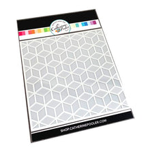 Cargar imagen en el visor de la galería, Catherine Pooler - Stencil - Block Tower. Create a whimsical pattern of stacked cubes with the unique Block Tower Stencil Set.  This pair of two stencils work together to layer colors for fun design options. Stencil is a set of 2 both being 6 x 6" in size. Available at Embellish Away located in Bowmanville Ontario Canada.

