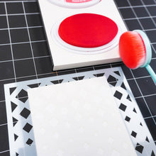 Load image into Gallery viewer, Catherine Pooler - Stencil - Gradient Diamond. Add beautiful pattern and texture to your cards with the Gradient Diamond Stencil. Try blending the pattern with a soft Spa ink color for a subtle effect or add a glittery medium for extra pizzaz! Stencil is 6 x 6" in size. Available at Embellish Away located in Bowmanville Ontario Canada.
