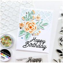Load image into Gallery viewer, Catherine Pooler - Stencil - Tiled Up. Create a repeating geometric pattern on your card or project with the Tiled Up Stencil. Available at Embellish Away located in Bowmanville Ontario Canada. Example by brand ambassador.
