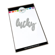 Cargar imagen en el visor de la galería, Catherine Pooler - Word Die - Lucky. Use your Lucky Word die to mix and match for some great cards.  It's your LUCKY day when you can create! Illustrated by Traci Reed. Available at Embellish Away located in Bowmanville Ontario Canada.
