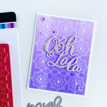 Cargar imagen en el visor de la galería, Catherine Pooler - Word Die - Ooh LaLa. Ooh Lala, this word die is divine!! The Ooh Lala is a cute addition to a card celebrating exciting news! It pairs perfectly with our Dreaming of France Stamp Set but will also be a cute focal point for a birthday or a fun way to say congrats.  Die measures approx. 2-1/2" x 3". Available at Embellish Away located in Bowmanville Ontario Canada. Card example by Catherine Pooler
