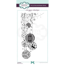 गैलरी व्यूवर में इमेज लोड करें, Creative Expressions - Designer Boutique Pre Cut Rubber Stamp - Bauble Pendant. A beautiful DL size stamp with a wonderful scene in one stamp making creating stunning projects simple. This pre-cut rubber stamp has great detail and will make fantastic, intricate paper craft projects, and so much more.  Available at Embellish Away located in Bowmanville Ontario Canada.
