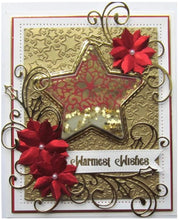 Load image into Gallery viewer, Creative Expressions - Dies - Festive Collection - Poinsettia Star. Craft Dies by Sue Wilson are an elegant collection of high quality steel designs designed to co-ordinate with each other. Size approx. 4.5" x 4.5". Available at Embellish Away located in Bowmanville Ontario Canada. Card by brand ambassador.
