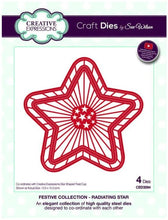 Cargar imagen en el visor de la galería, Creative Expressions - Dies - Festive Collection - Radiating Star. Craft Dies by Sue Wilson are an elegant collection of high quality steel designs designed to co-ordinate with each other. Size approx. 4.75" x 4.75". Available at Embellish Away located in Bowmanville Ontario Canada.
