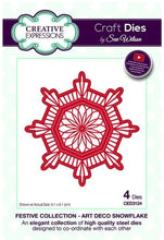 Load image into Gallery viewer, Creative Expressions - Festive Collection Art Deco Dies -  Snowflake. Craft Dies by Sue Wilson are an elegant collection of high quality steel designs designed to co-ordinate with each other. Size approx. 3.5" x 3.5". Available at Embellish Away located in Bowmanville Ontario Canada.
