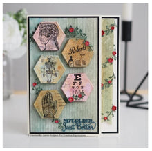 Charger l'image dans la galerie, Creative Expressions - Jamie Rodgers Canvas Collection - Hexagon. Use the Creative Expressions Jamie Rodgers Canvas Collection Hexagon die set to create easy to build canvas and frame effects on your projects. They are easy to construct and incredibly versatile, simply fold on the score lines and glue to create focal points for your projects. Includes 4 dies. Size: 3.1" x 3.1". Available at embellishaway.ca in Bowmanville Ontario Canada. Card Example
