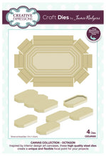 Load image into Gallery viewer, Creative Expressions - Jamie Rodgers Canvas Collection - Octagon. Use the Creative Expressions Jamie Rodgers Canvas Collection Octagon die set to create easy to build canvas and frame effects on your projects. They are easy to construct and incredibly versatile, simply fold on the score lines and glue to create focal points for your projects. Includes 4 dies. Size: 3.1" x 4.6". Available at embellishaway.ca in Bowmanville Ontario Canada.
