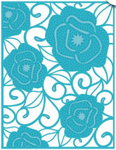 Load image into Gallery viewer, Creative Expressions - Sue Wilson Dies - Background Collection - Mini Background Pierced Roses. A beautiful background die that would work nicely on a A4 size card. Cut out extra roses to layer for added dimension. Size: 4.06" x 5.28". Available at Embellish Away located in Bowmanville Ontario Canada.
