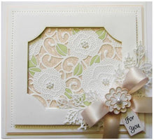 Load image into Gallery viewer, Creative Expressions - Sue Wilson Dies - Background Collection - Mini Background Pierced Roses. A beautiful background die that would work nicely on a A4 size card. Cut out extra roses to layer for added dimension. Size: 4.06" x 5.28". Available at Embellish Away located in Bowmanville Ontario Canada. Card by brand ambassador.
