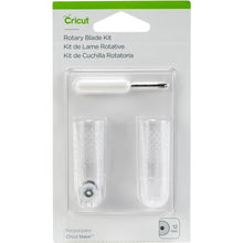Load image into Gallery viewer, Cricut - Maker Rotary Blade Kit. The replacement rotary blade kit for the Cricut Maker makes it easy to change the blade to ensure the best cutting performance on flexible materials! This 3x5.25x.875 inch package contains one protective cap with rotary blade, washer, nut (preinstalled), small screwdriver and blade changing instructions. Imported. Available at Embellish Away located in Bowmanville Ontario Canada.
