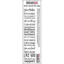 Charger l'image dans la galerie, Darkroom Door - Sentiment Stamp - You Matter. Darkroom Door Sentiment Stamps are mounted on cling foam. Use as an entire strip of sentiments on your cards and projects, or trim each sentiment into individual stamps. Available at Embellish Away located in Bowmanville Ontario Canada.
