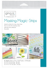 गैलरी व्यूवर में इमेज लोड करें, Gina K Designs - Masking Magic Strips - 5"X7" - 8/Pkg. Pre-cut to convenient widths, these ultra-thin, delicate-tack, adhesive-backed paper strips are designed to give crisp, clean without tearing or a sticky residue on your projects. Made in the USA. Available at Embellish Away located in Bowmanville Ontario Canada.
