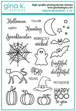 Charger l'image dans la galerie, Gina K. Designs - Stamps - Frightful and Delightful. Frightful and Delightful is a stamp set by Beth Silika. This set is made of premium clear photopolymer and measures 6" X 8".   Made in the USA. Available at Embellish Away located in Bowmanville Ontario Canada.
