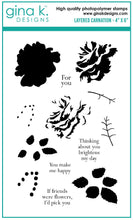 Charger l'image dans la galerie, Gina K. Designs - Stamps - Layered Carnation. This set is made of premium clear photopolymer and measures 6" X 8". Made in the USA. Available at Embellish Away located in Bowmanville Ontario Canada.
