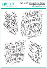 Load image into Gallery viewer, Gina K. Designs - Stamps - Peace on Earth. Peace on Earth is a stamp set by Emily Loggans. This set is made of premium clear photopolymer and measures 6" X 8".   Made in the USA. Available at Embellish Away located in Bowmanville Ontario Canada.
