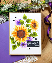 Load image into Gallery viewer, Gina K. Designs - Stamps - Sensational Sunflower. Sensational Sunflowers is a stamp set by Arjita Singh. This set is made of premium clear photopolymer and measures 6" X 8". Made in the USA. Available at Embellish Away located in Bowmanville Ontario Canada. Card design by brand ambassador
