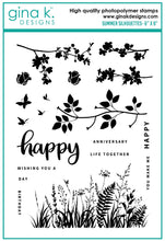 Load image into Gallery viewer, Gina K. Designs - Stamps - Summer Silhouettes. Summer Silhouettes is a stamp set by Gina K Designs. This set is made of premium clear photopolymer and measures 6" X 8". Made in the USA. Available at Embellish Away located in Bowmanville Ontario Canada.
