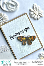 Load image into Gallery viewer, Gina K. Designs - Stencil - Leafy. Gina K. Designs Art Screens can be used with ink, sprays, pastes, and gels to create beautiful backgrounds and images. Layer stencils together for more options. Wash with soap and warm water. Pat dry. 5.875 X 5.875. Made in USA. Available at Embellish Away located in Bowmanville Ontario Canada.
