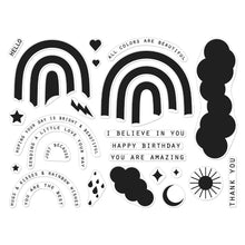 Cargar imagen en el visor de la galería, Hero Arts - Clear Stamp - Rainbow Heroscape. Build your perfect rainbow with this HeroScape stamp set featuring six rainbow stripes, eleven sentiments, as well as stars, clouds, hearts, and a sun and moon. Available at Embellish Away located in Bowmanville Ontario Canada.
