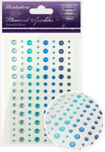 Load image into Gallery viewer, This stunning selection of brand new gemstones from Hunkydory Crafts is the perfect essential addition to your craft stash! The brand new packs include 3 different sizes – 3mm, 5mm and 7mm and include a range of colours. Available at Embellish Away located in Bowmanville Ontario Canada. Beautiful Blues
