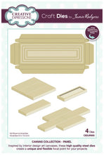 Load image into Gallery viewer, Creative Expressions - Jamie Rodgers Canvas Collection - Panel. Use the Creative Expressions Jamie Rodgers Canvas Collection Panel die set to create easy to build canvas and frame effects on your projects. They are easy to construct and incredibly versatile, simply fold on the score lines and glue to create focal points for your projects. Includes 4 dies. Size: 2.5" x 5.2". Available at embellishaway.ca in Bowmanville Ontario Canada.
