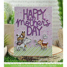 Load image into Gallery viewer, Lawn Fawn - Cuts Custom Craft Die - Giant Happy Mother's Day. Available at Embellish Away located in Bowmanville Ontario Canada. Card design by Kelly Marie Alvarez &amp; Rebecca Kaufmann.
