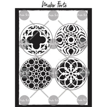 Cargar imagen en el visor de la galería, Maker Forte - Stencils Spotlight Insert - Collection 3. This package includes 4 circle dies that measure 3.5" and designed to coordinate with the Spotlight Stencil Line. Made in USA. Available at Embellish Away located in Bowmanville Ontario Canada.
