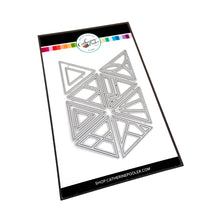 Load image into Gallery viewer, Catherine Pooler - Dies - Mosaic Tile. Add a patterned triangle die or three to your next card with the Mosaic Tile Dies. This set of 8 geometric dies will bring a pop of interest to your card and can be layered over blended backgrounds or inlaid with patterned papers. Try them with our Sketchbook Patterned Paper. Available at Embellish Away located in Bowmanville Ontario Canada.

