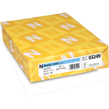 Load image into Gallery viewer, Neenah Paper-Classic Crest Cardstock: Solar White. Perfect for school, office or home! Purchase Singles or 250 11x8-1/2 inch sheets of cardstock. Made in USA. Available at Embellish Away located in Bowmanville Ontario Canada.
