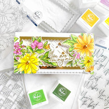 Cargar imagen en el visor de la galería, Pinkfresh Studio - Clear Stamp Set 4"X6" - Modern Script Sentiments. Pinkfresh Studio - Clear Stamp Set 4"X6" - Modern Script Sentiments. 4x6 inch photopolymer clear stamp set designed by Kaitlin Sheaffer. Available at Embellish Away located in Bowmanville Ontario Canada. Card example by brand ambassador.
