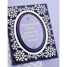 Cargar imagen en el visor de la galería, Poppystamps - Metal Die - Snowflake Oval Frame. Available at Embellish Away located in Bowmanville Ontario Canada. card example by brand ambassdor.
